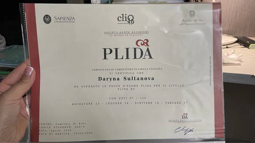 Certificato PLIDA