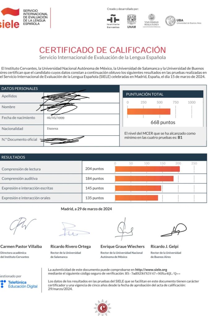 Certificado SIELE, certificado SIELE español online