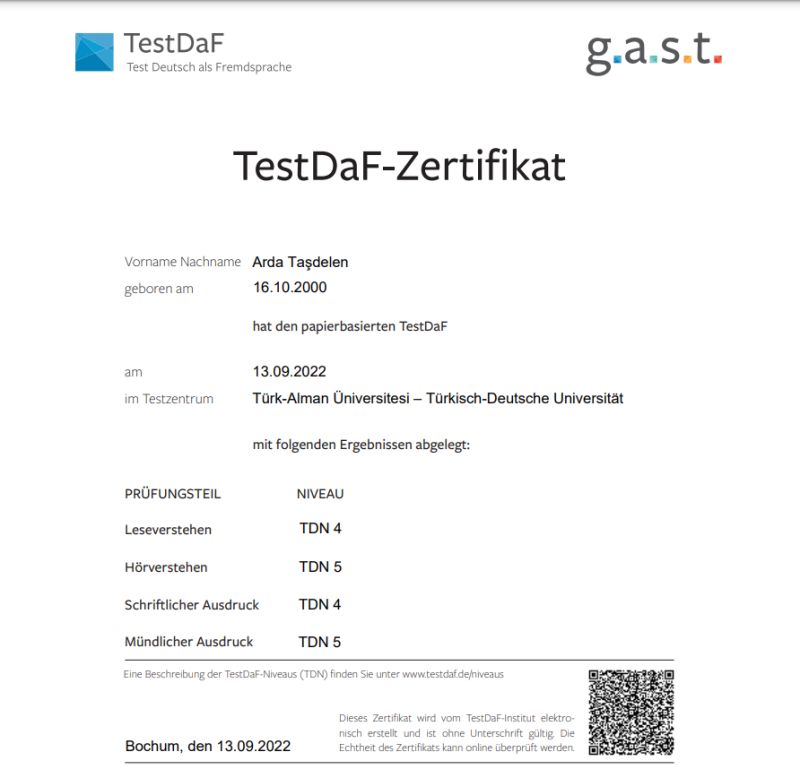 Tesdaf-Zertifikat kaufen